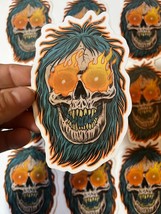 Frankenhorrors Flaming Skull 5&quot; Die Cut Vinyl Sticker Classic Horror - £3.16 GBP