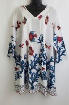 Soft Surroundings Women&#39;s Beach Cover Up Blouse Seychelles Tunic Top Fis... - $44.50