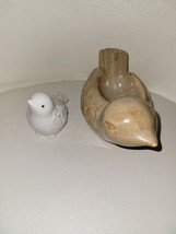 PartyLite  Brown Woodland Bird Tealight Ceramic Candle Holder &amp; white bird - £10.96 GBP