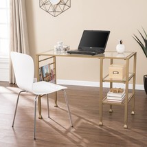 43 Inch Clear and Gold Glass Writing Desk - $4,963.28 MXN