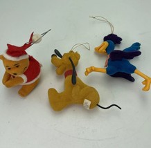 Vintage 1980 Disney Flocked Ornaments Winnie the Pooh Road Runner Pluto ... - $16.52