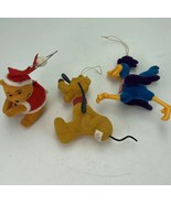 Vintage 1980 Disney Flocked Ornaments Winnie the Pooh Road Runner Pluto ... - $22.59 CAD