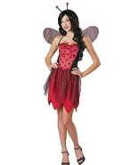 Womens Ladybug Halloween Costume Red Black Dress Wings Headband 3 Pc-size M - $16.83