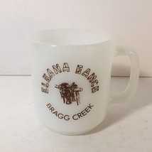 RARE Elkana Ranch Bragg Creek Milk Glass Mug Coffee Cup Cowboy Horse Saddle - £38.29 GBP