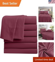 Versatile 6-Pack Twin Flat Sheets in Soft Burgundy Microfiber - Machine ... - $49.50