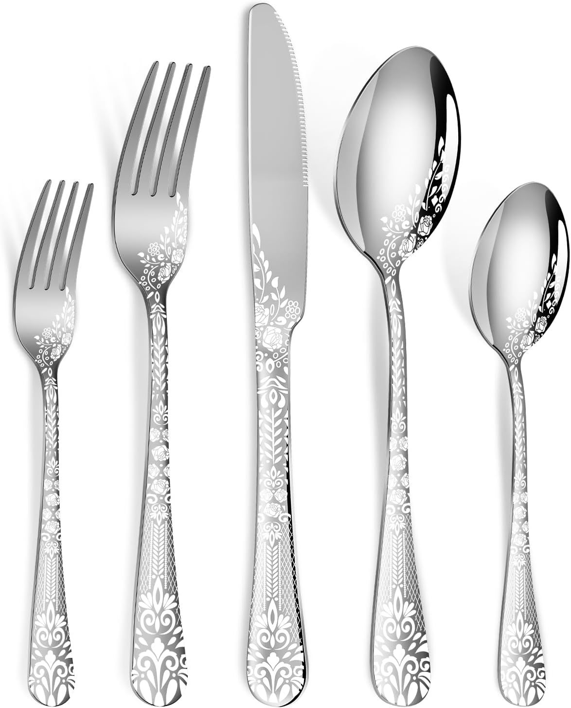40 Piece Silverware Set, Stainless Steel Flatware Cutlery Set, Dishwashe... - $44.97