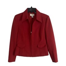 Talbots Womens Jacket Adult Size 10 Petite Red Rust Zipper Long Sleeve Collar - £26.06 GBP