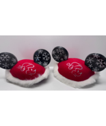 Vintage Disney Christmas Snowflake Mickey Mouse Santa Ears Hat Lot of 2 - $54.25 CAD