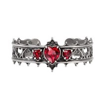 Alchemy Gothic A78 Elizabethan Bracelet Red Crystal Hearts Queen Crown - £53.95 GBP