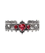 Alchemy Gothic A78 Elizabethan Bracelet Red Crystal Hearts Queen Crown - $67.50