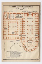 1913 Original Antique Plan Of Barcelona Cathedral / Barcelona Catalonia / Spain - £19.93 GBP