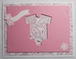 Stampin up! Handmade card Sweet Baby Paisly Pink Paisley Flower Bodysuit Girl - £4.79 GBP