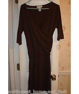 Fashion Avenue Medium Size 8 - 10 Brown Wrap Dress 3/4 Sleeves  NWT - £30.66 GBP