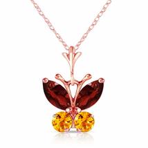 Galaxy Gold GG 14k Rose Gold 18&quot; Necklace with Garnet and Citrine Butterfly Pend - £294.68 GBP