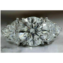 4.20Ct Round Cut Moissanite 5-Stone Engagement Ring 14K White Gold Plated Silver - £178.95 GBP