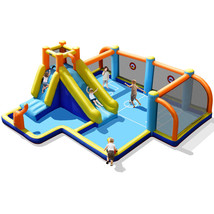 Giant Soccer-Themed Inflatable Water Slide Bouncer W/ Splash Pool Without Blower - £356.84 GBP