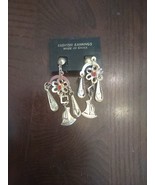 Fashion Earrings Red Stud Gold Dangle - Some Tarnish - €9,21 EUR
