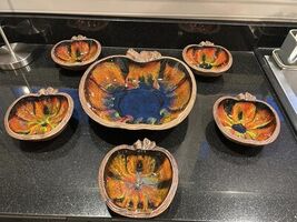 Vintage MCM California Pottery Sequoia Ware 6 PieceSalad Set - €42,85 EUR