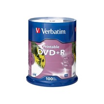 Verbatim DVD+R 4.7GB 16X White Inkjet Printable - 100pk Spindle - $50.34