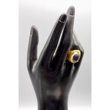 Vintage Crystal Ball Cabochon Statement Ring, Lucite Dome in Gold Tone, ... - $38.70