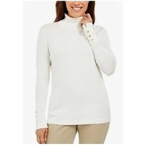 JM Collection Womens XL Eggshell White Button Sleeve Turtleneck Sweater NWT J80 - £23.46 GBP