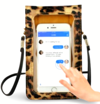 Touch Screen Cell Phone Purse Leopard Print Trendy Bag Shoulder Strap Wa... - $9.69