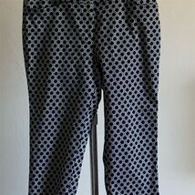 Cielo Women&#39;s Navy White Geometric Print Ankle Pants Casual Straight Leg - $19.80