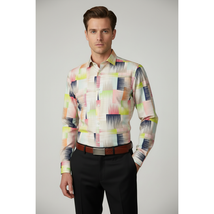 Men's AVM Rhine Stone Digital Print Shirt Cotton Turkey Slim Fit 19590-01 Multi image 2