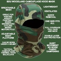 M-81 WOODLAND BDU CAMOUFLAGE COLD WEATHER BALACLAVA GAITER HOOD MASK - $24.58 CAD