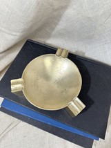 Vintage Chinese Brass Tripod Etched Ashtray - Modernist Shape Incense Floral - £17.87 GBP