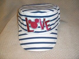 Disney Parks Minnie Mouse Blue Striped &quot;Love&quot; Baseball Cap Adult Size Ne... - £12.73 GBP