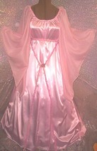 Renaissance Fantasy Pink Satin Fairy Costume Dress Gown &amp; Hat - £63.93 GBP
