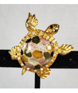 Vintage 1980 St. John Signed Gold Tone  And Rhinestone Elegant Turtle Br... - $1,338.86 MXN