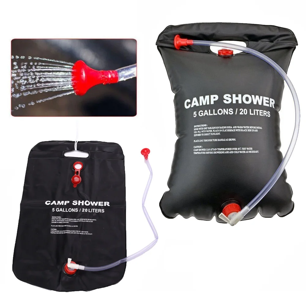 20L Portable Camping Shower Bag Outdoor Travel Hiking BBQ Cycling Beach Swimming - £15.66 GBP+