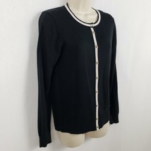 Tommy Hilfiger Black Cardigan Sweater Women&#39;s Small Button Front Round Neck - £8.65 GBP