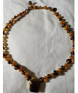 Vintage Miriam Haskell root beer color glass beads and pendant necklace. - £78.21 GBP