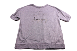 Liz Claiborne Weekend Womens Shirt Large Gray“Life Makes Me Happy” Pullover 2140 - £14.50 GBP