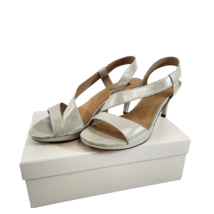 Browns Nadine Open Toe Strappy Heels Women 8M True Silver Used with Box - £30.43 GBP