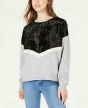 Freshman Juniors Velvet Chevron Sweatshirt, Gray/Black Size Medium - £15.96 GBP