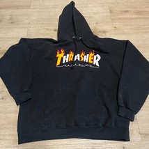 Thrasher Magazine Skateboard Mens Sz L Hoodie Black Pullover Punk Oi! Ha... - $23.61