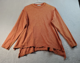 Altar&#39;d State T Shirt Top Womens Small Orange Knit Long Sleeve Round Neck Slit - £7.88 GBP