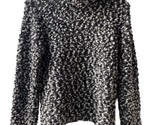 Talbots Womens Petites PS Small Black White Knobby Knit Turtleneck Sweater - $14.73