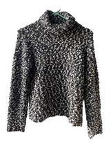 Talbots Womens Petites PS Small Black White Knobby Knit Turtleneck Sweater - $14.73