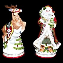 Fitz and Floyd 2008 St Nick Santa Claus Reindeer Salt and Pepper Shakers 19/1276 - £30.44 GBP
