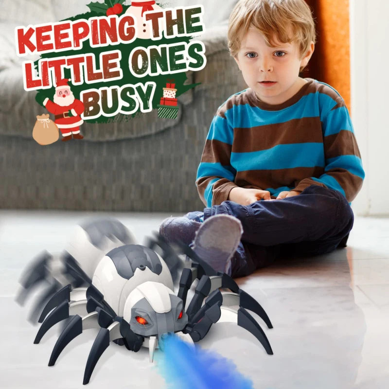 Robot Spider Remote Control Mechanical Spray Spider Simulation Electric Light - £19.20 GBP+