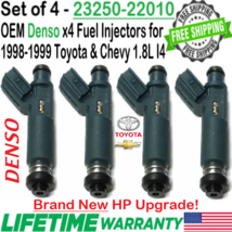 NEW OEM Denso x4 HP Upgrade Fuel Injectors for 1998-1999 Toyota &amp; Chevrolet 1.8L - £208.05 GBP