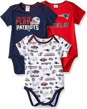 NFL New England Patriots Pack of 3 Infant Bodysuit &quot;I&#39;M SET TO PLAY&quot; 3-6M - £23.59 GBP