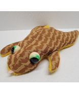 Vintage Handmade 70s Frog Bean Bag Plush Brown Zig Zag Yellow Stuffed An... - $418.22 MXN