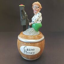 Casino Money Jar  Bank Lady with Slot Machine Hits It Big Ceramic Penco  - $15.75