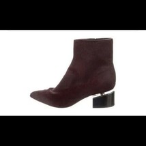 Authentic Alexander Wang Burgundy Red Real Fur Dyed Calf Ankle Bootie Si... - £235.14 GBP